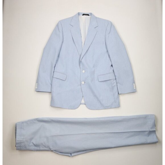 Vintage 70s Streetwear Mens 42L Piece Pinstriped Suit Wedding